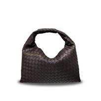 Nauja odinė megzta rankinė per petį iš užsienio, interneto įžymybės mados odinė rankinė per petį, rankinė po pažastimi moterims 42x10x27CM kava