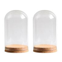 2 vnt. Mini stiklinis kupolas su kamštienos pagrindu, stiklinis gaubtas, indas kolekcionuojamiems daiktams ir „pasidaryk pats“ dekoravimui 6x10cm