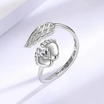 CAOSHI Baby Foot and Angel Wing Ring for Women Bright Heart Zirconia Love Zircon for Mother's Day Fashion Delicate Accessories 6