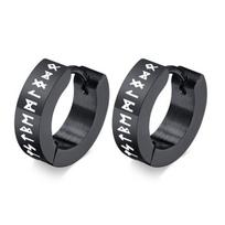 Vintage Norse Viking Runes Hoop Earrings for Men Male Boys,Waterproof Stainless Steel Huggie Ear Gifts Christmas Zircon