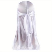 Men's Silk Durag Bonnet Bandana Silky Du Rag Doo Rag Long Tail Waves Cap One Size balta