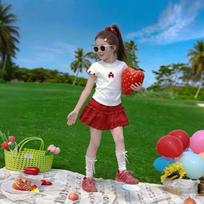 Girls' Sweet Short Sleeve T-Shirt 130 abrikosas