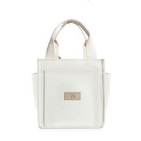 Versatile Urban Minimalist Canvas Lunch Tote Bag For Daily Use With Soft Structure balta