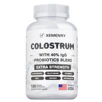 Bovine colostrum supplement capsules, containing probiotics, elderberry, astragalus, vitamin C, and a ginger blend, suitable for adults. 120*1