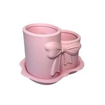Bow Pen Holder 3D Printed Cute Bow Shaped Pencil Cup Desktop Makeup Brush Organizer for School Home Office Desk Decor balta