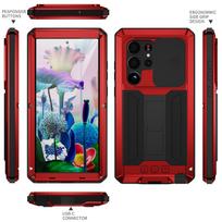 Samsung S25/S26 Ultra Shockproof Metal Phone Case with Full Lens Protection iPhone 16 Pro raudona