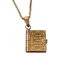 Stainless Steel Blank Book Locket Pendant Necklace for Women Men DIY Necklaces Personality Couple Clavicle Chain Jewelry 1