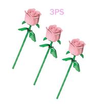##Romantic Rose Flower Bouquet Building Block Eternal Model Assembly Plastic Plant Brick Home Decor Mother's Day Birthday R Gift