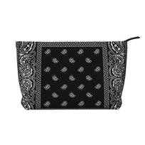 Custom Ethnic Bohemia Black Paisley Bandana Cosmetic Bag Women Cute Big Capacity Makeup Case Beauty Storage Toiletry Bags