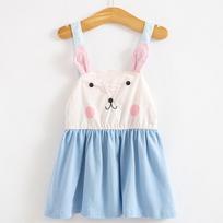 YUBAOBEI Baby Girl Sling Suknelė Vaikams Animacinis filmukas Triušio ausys Be rankovių Miela mergaičių laisvalaikio medvilninė suknelė 3t mėlyna
