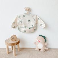 Korean Long Sleeve Waterproof Baby Feeding Bib with Pocket and TPU Reversible Design S (6-12 months)