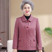 Elderly Women Autumn Jacket Loose Fit Fashionable Grandma and Mom Spring Fall Top Comfort Wear XL raudona