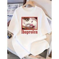 Ibuprofen Meme Cat T-Shirt,Soft Breathable & Fade-Resistant, Classic Fit for Daily Casual Wear S balta