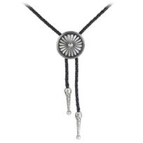 Mens Cowboy Hat Round Flower Bolo Tie Shirt Collar Necktie Jewelry Accessories antikinės sidabrinės spalvos