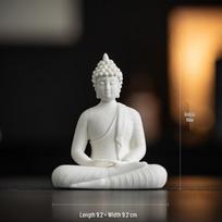 Zen Buddha Figurine with Light Ring for Home Décor