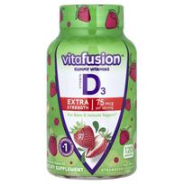 VitaFusion, gummy vitamins, vitamin D3, extra strength, natural strawberry, 75 mcg, 120 gummies (37.5 mcg per gummy)