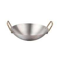 Multifunctional Stainless Steel Chinese Wok Pan Easy To Clean with Double Handle Skillets For Sauteing And Deep Frying