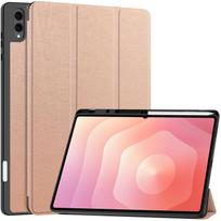 Skirta Samsung Tab S11 Ultra dėklas su rašiklio laikikliu, trijų dalių PU odos magnetinis išmanusis dangtelis, skirtas Galaxy Tab S11 Ultra dėklui, 14,6 colio S11 Ultra(14.6 inch) rožinio aukso spalvos
