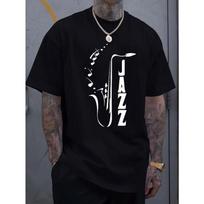 Men' Musical & Treble Clef Music Instrument T-Shirt - Breathable Short Sleeve Round Neck Casual Top with Music-Themed Print for Musicians S juoda