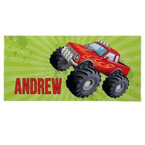 Monster Truck & Dirt Bike Beach Towel, Cool Vehicle Print Summer Beach Towel for Kids & Beach Days W40*H60(CM)