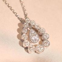 Huitan Elegant Waterdrop Shaped Pendant Necklace Women for Wedding Copper Color Cubic Zirconia Luxury Trendy Lady Zircon Gift 41cm 5cm