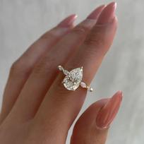 Luxury Charm Sparkling Crystal Zircon Water Drop Shaped Finger Rings for Women Bride Wedding Anniversary Designer Zircon Gift 11 auksas