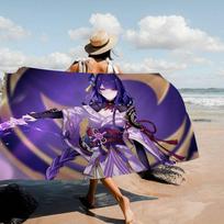 Raiden Shogun Genshin Impact Microfiber Blanket Quick Drying Beach Towels Oversized Printing Super Absorbent Pool Towel Blanket W40*H60(CM)
