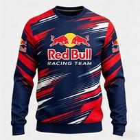 Men's Spring and Autumn Red Bull F1 Racing and Motorcycle Clothing, Red Bull Niche Style, New Round Neck Long Sleeved Shirt XS