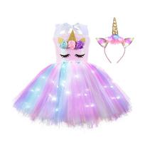 Girls Unicorn Light-up Dress with Accessories, Christmas Party Carnival Costume, 125-140cm 100 - 110 cm