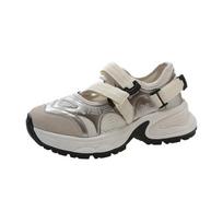 Fashion New Womens Sports Sandals Summer Fashion Versatile Breathable Sneakers Womens Trendy Thick Sole Tennis Vulcanized Shoes 35 smėlis