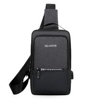 Vandeniui atspari nailoninė krūtinės krepšys su USB jungtimi vyriški crossbody krepšiai kelionėms ir apsaugai nuo vagystės rankinė paprasti pečių krepšiai