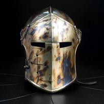 Kariuomenės stiliaus Barbuta šalmas Viduramžių riterio šarvų replika iš plieno Cosplay, Militarijos kolekcionieriams