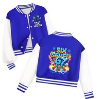 5193 Kids Girls Boys Steal a Brainrot 67 Six Seven Printed Casual Long Sleeves Baseball Jacket Coat 110cm mėlyna