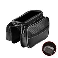 Bike Phone Mount Holder Handlebar Bag Mountain Bike Front Top Tube Pannier Pouch juoda