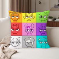 Music Games S-sprunki Pillow Case Suitable For Bedrooms Living Rooms Cars Home Decoration 12x12Inch