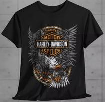 Harley-Davidson įkvėptas grafinis unisex marškinėlis su erelio ir kaukolės grafika S-3XL S
