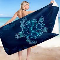 Turtle Print Beach Towel, Absorbent Microfiber Quick Dry Ideal for Travel Swimming Surfing Bath Towel Summer Gift W30*H60(CM)
