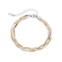New Trendy Multilayer Flat Herringbone Snake Chain Bracelet Flat Cuban Chain Bracelets for Men Women Stainless Steel Zircon