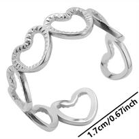 Real Gold Plated Heart Ring Open Adjustable Stainless Steel Rings For Women Accessories Girl Supplies Love Valentine's Day Gift 1pcs