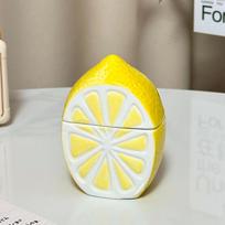 1PC Cute Lemon Bathroom Storage Jar - Ceramic Storage Jar with Lid, Decorative Toilet Countertop Finishing Box