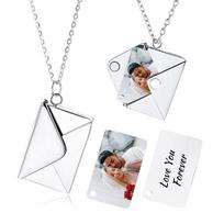 Personalized Photo Locket Necklace, Custom Engraved Text with Slide - out Picture Frame Memory Jewelry Ideal Gift for Loved Ones