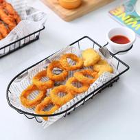 Mini Square Fry Basket Metal French Fries Chips Holder With Handle Desk Food Presentation Mesh Basket Kitchen Accessories Tools