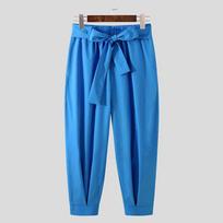 Spring Men Baggy Pants Casual Streetwear Premium Color Oversized Joggers Fashion Harem Pant XS mėlyna