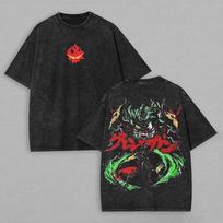 Tengen Toppa Gurren Lagann Spausdinti Marškinėliai Oversized Unisex Skalbti Retro Viršus Japonų Karštas Anime Karštas Produktas Poroms Gatvės Apranga L balta