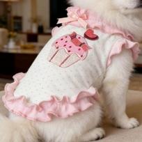Breathable Pet Dress Shirt Ruffles Design Dog Floral Lace Skirt Cat Clothing Dog Vest  Summer XL rožinė