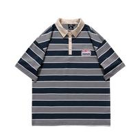 Vyriški dryžuoti polo marškinėliai Retro laisvi trumpomis rankovėmis marškinėliai ploni dryžuoti marškinėliai M