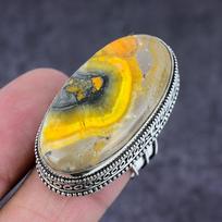 Bumblebee Jasper Gemstone Handmade 925 Sterling Silver Jewelry Ring Size 6 h7e54