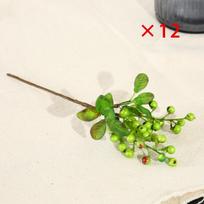12 vnt. dirbtinių uogų gėlių mažos uogos ant kotelio vestuvių namų vakarėlio dekoras (Bendra Ilgis:24 cm) žalia