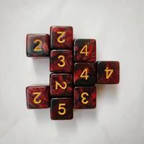 10pcs/set 6-sided Dual Color Starry Sky Digital Dice Acrylic Cthulhu Dice for COC RPG Board Game DND Dices Set