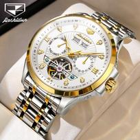 JINSHIDUN Tourbillon Automatinis Mechaninis Laikrodis, Daugiafunkcis Sportinis Vandeniui Atsparus Šviečiantis Vyriškas Laikrodis